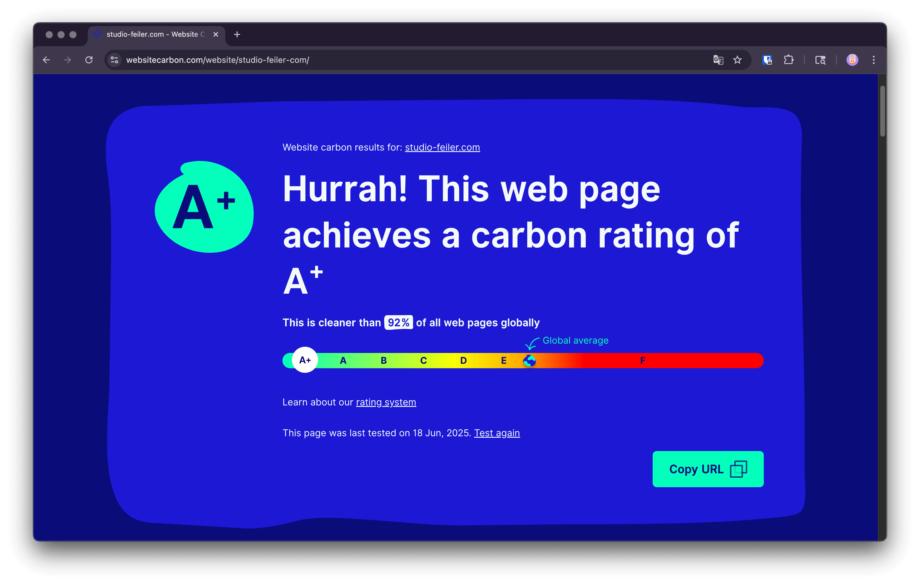Meine Website hat ein Carbon Rating von A+, juhu!